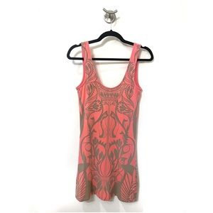 Free People bodycon orange paisley dress size XS